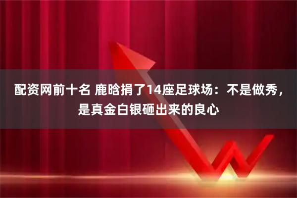 配资网前十名 鹿晗捐了14座足球场：不是做秀，是真金白银砸出来的良心
